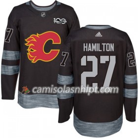 Camisola Calgary Flames Dougie Hamilton 27 1917-2017 100th Anniversary Adidas Preto Authentic - Homem